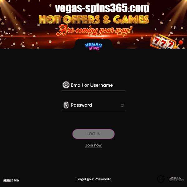 Vegas Spins Login Screen